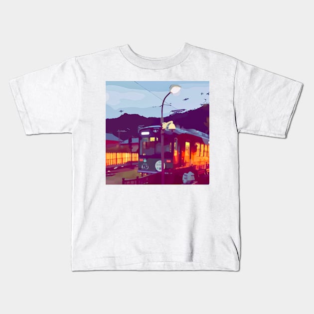 Train in Japan 2 Kids T-Shirt by Playful Creatives